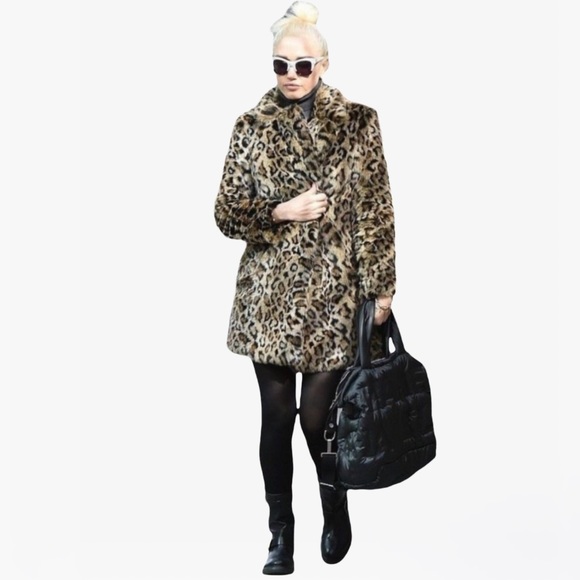 Halogen Leopard Print Faux Fur Coat - XS/S - Picture 12 of 16